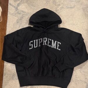 Supreme Black Hoodie with Gray Logo